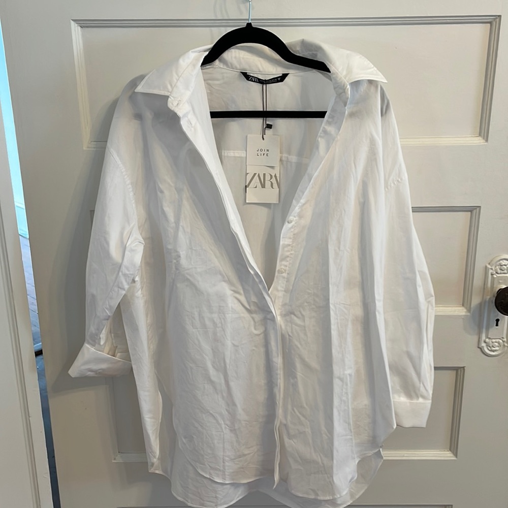 Zara white oversized button down, size XS